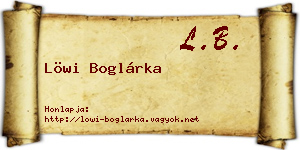 Löwi Boglárka névjegykártya